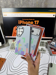 Luxo White Block Pattern Design Carbon Magsafe Cases