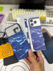 Blue wavy MagSafe carbon 17 pro max