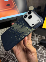 Luxo Carbon Case Blue Silver Dotted 17 Pro Max with MagSafe