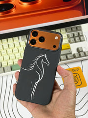 Luxo Black Horse Design Carbon MagSafe Cases
