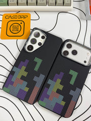 Luxo Black Block Pattern Design Carbon Magsafe Cases
