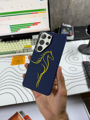 Luxo Blue Horse Design Carbon MagSafe Case
