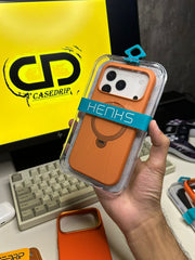 Henks Leather Case with Stand Cosmic Orange 17 Pro Max
