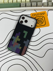 Luxo Black Block Pattern Design Carbon Magsafe Cases