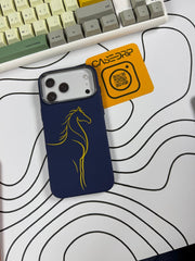 Luxo Blue Horse Design Carbon MagSafe Case