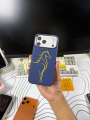 Luxo Blue Horse Design Carbon MagSafe Case