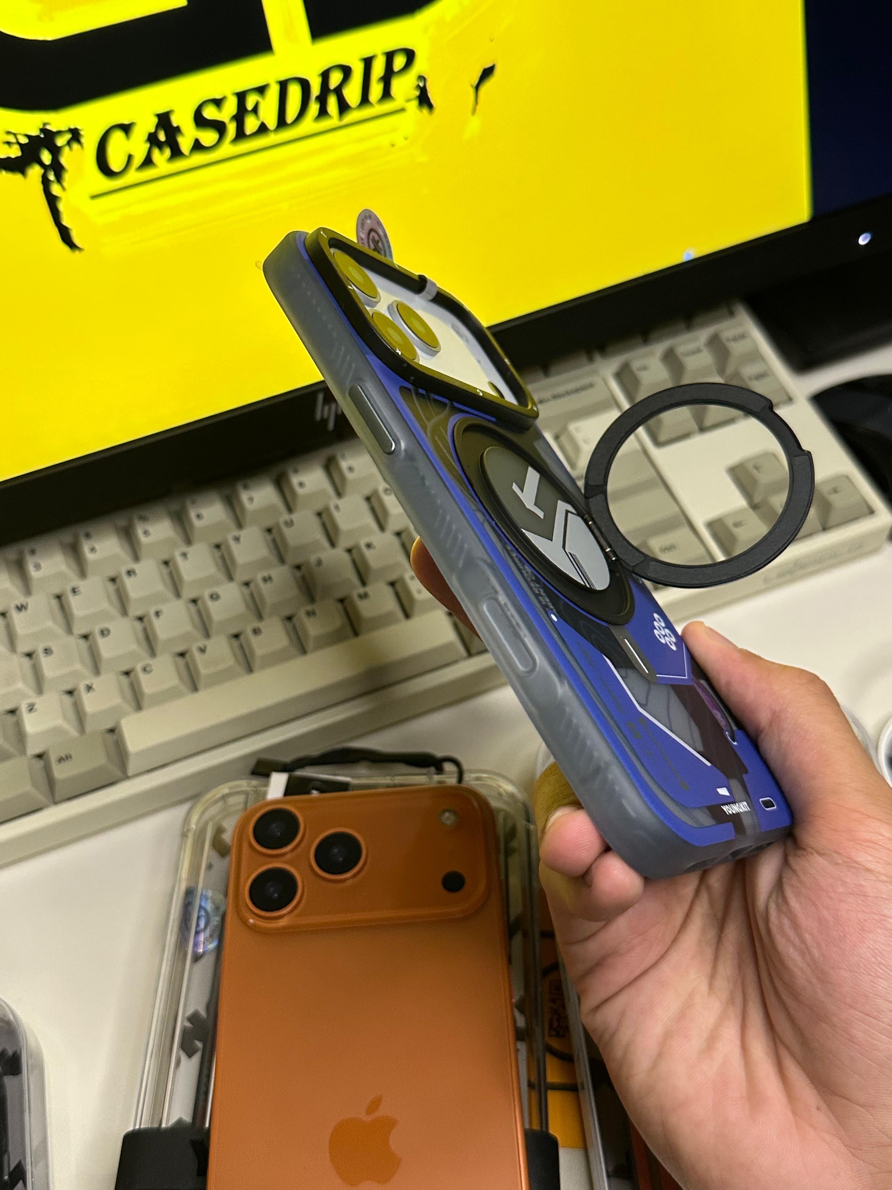 Youngkit Cyberpunk Stand Cases 17 Pro Max (Orange & Blue)