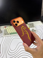 Luxo Mehroon Horse Design Carbon MagSafe Cases