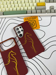 Luxo Mehroon Horse Design Carbon MagSafe Cases