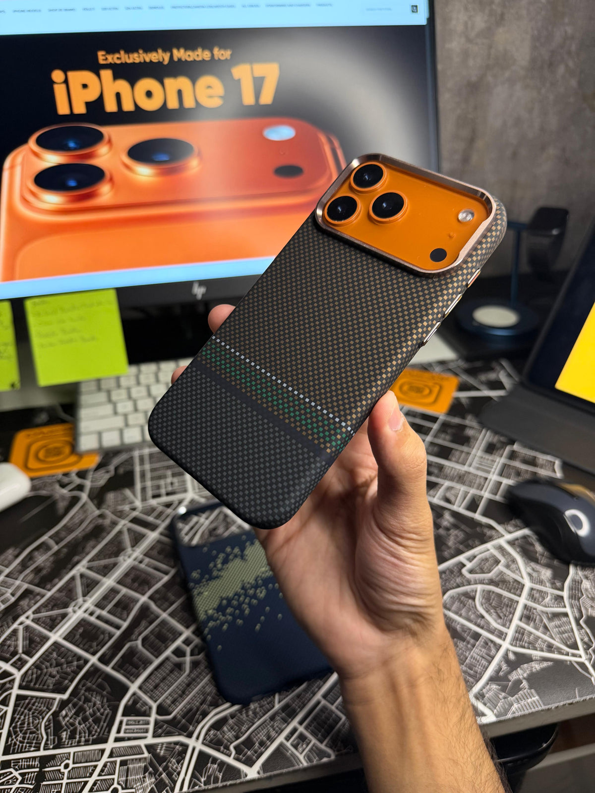 Luxo Carbon Case Black Green Splash with MagSafe 17 Pro Max