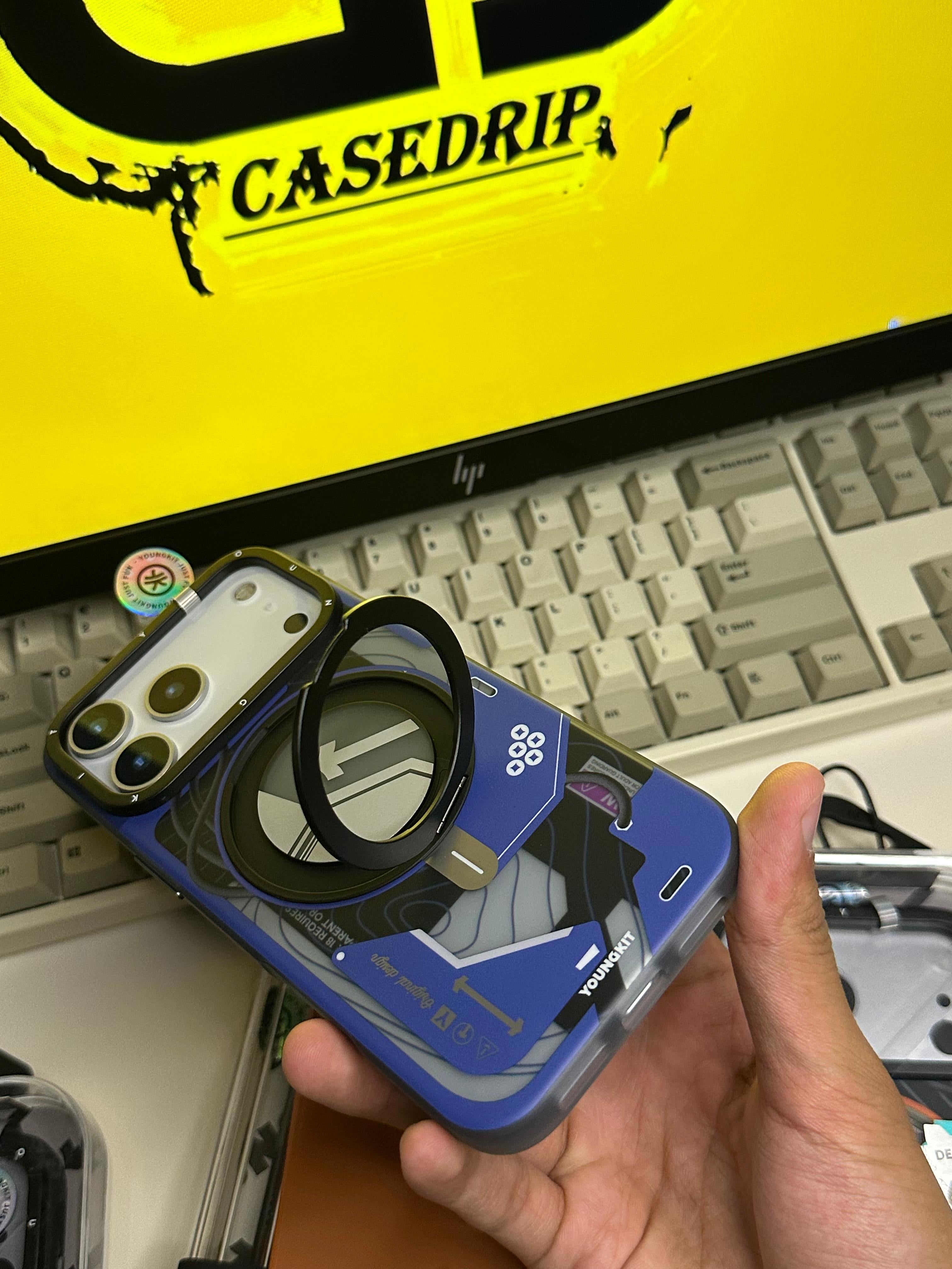 Youngkit Cyberpunk Stand Cases 17 Pro Max (Orange & Blue)