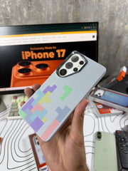 Luxo White Block Pattern Design Carbon Magsafe Cases