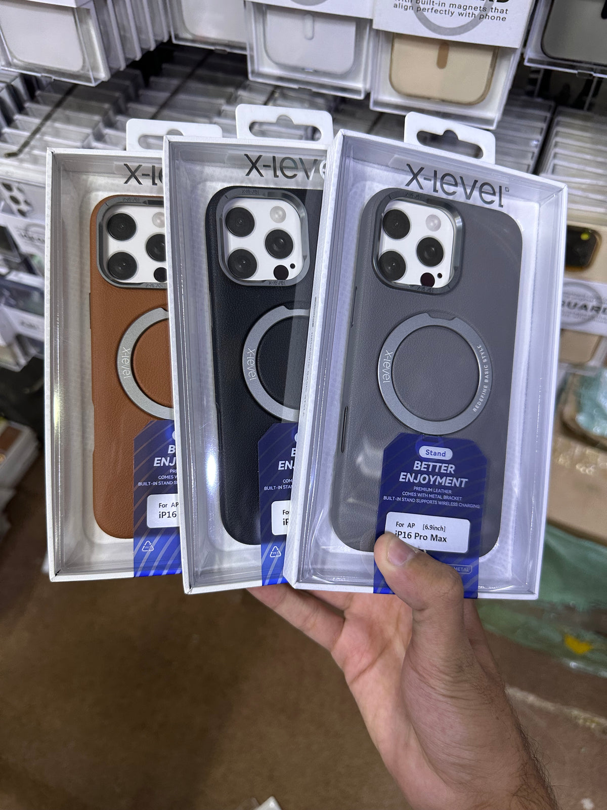 X level leather with stand