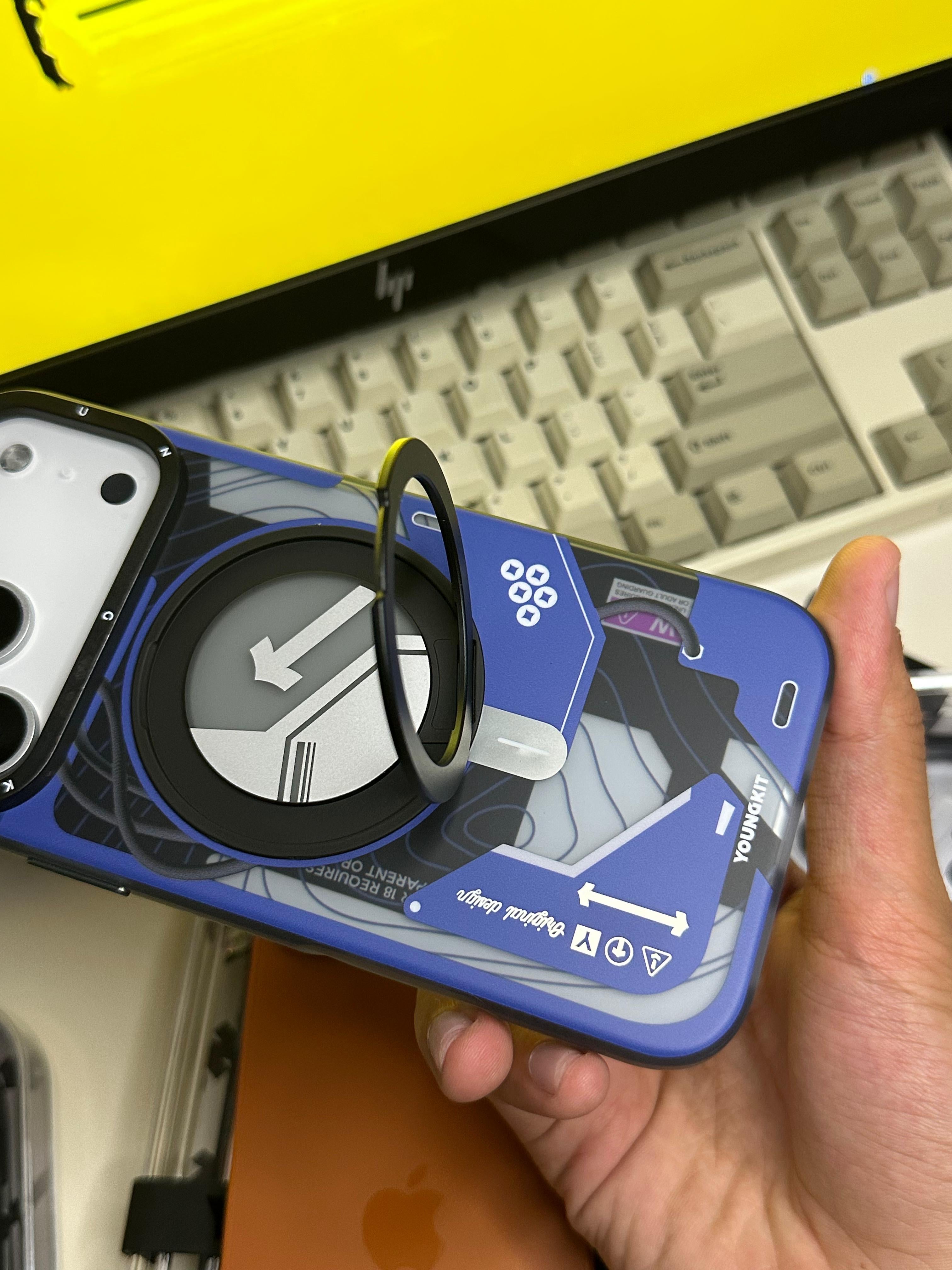 Youngkit Cyberpunk Stand Cases 17 Pro Max (Orange & Blue)