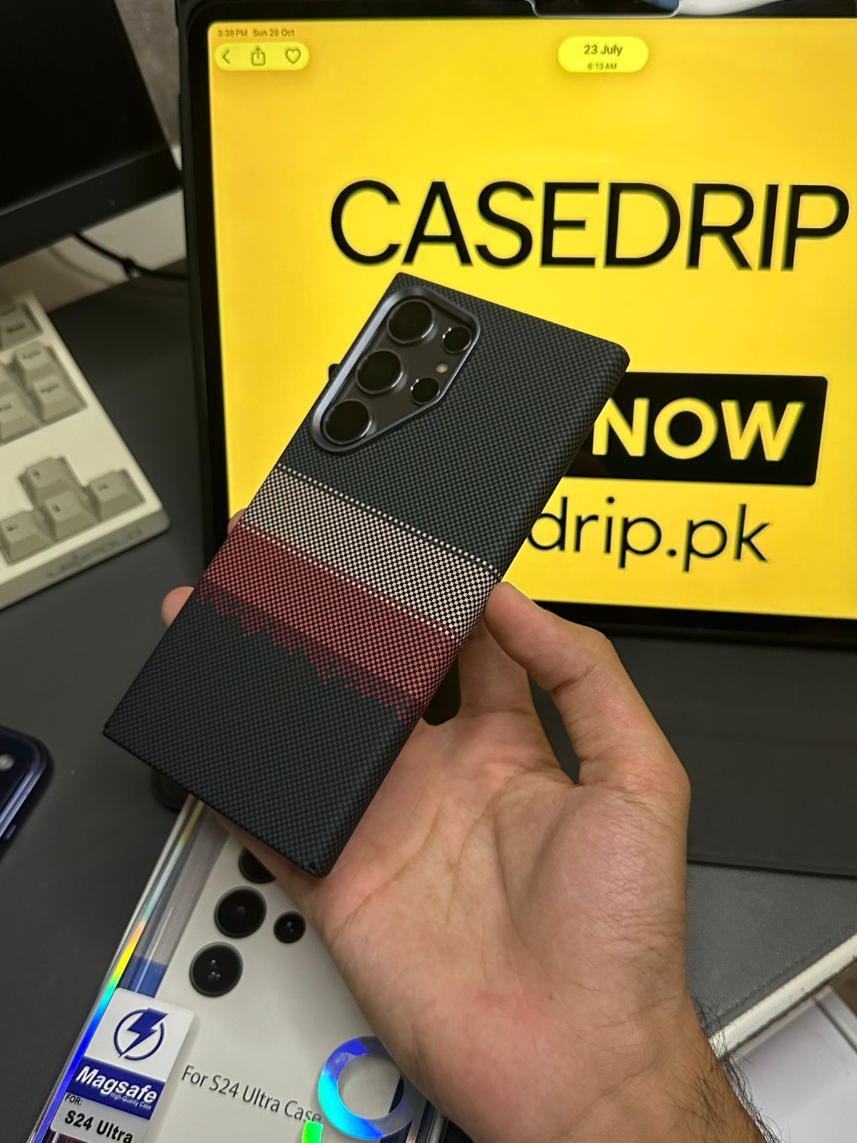 Luxo Horizontal Line Pattern Carbon Case S24/25 Ultra