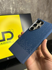 Blue Silver Dotted Luxo Carbon Magsafe Case S24/25 Ultra