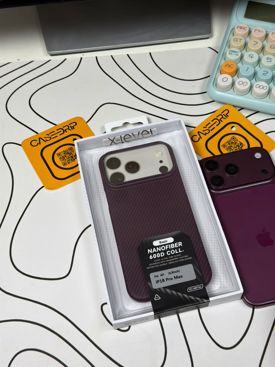 X level Nano Fiber Carbon Case Burgundy Color 17/18 Pro Max